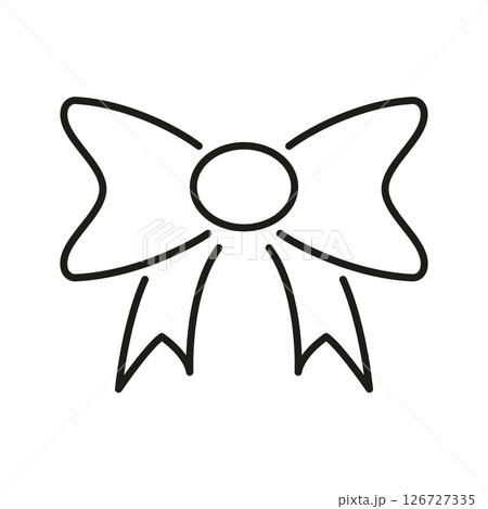Bow Ribbon Outline Icon. Decorative Gift Wrapping, Fashion Accessory, And Celebration Symbol. Festive Decoration, Present Embellishment. Editable Stroke. Isolated Vector Illustration 126727335