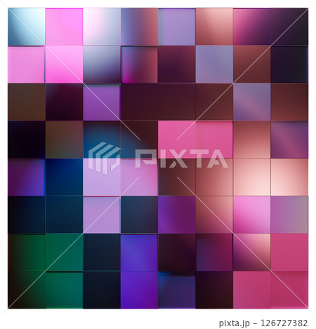 Colorful neon lights illuminate a disco floor from a top view, creating an engaging and lively atmosphere perfect for dancing and nightlife entertainment. The bright hues blend in vibrant patterns 126727382