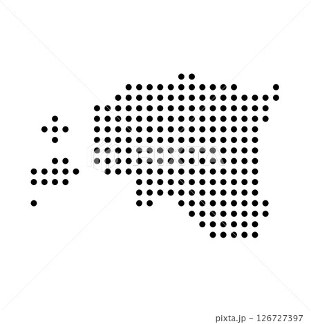 Estonia country dotted map. Black spot pixel illustration isolated on white background. Vector circle mosaic. 126727397