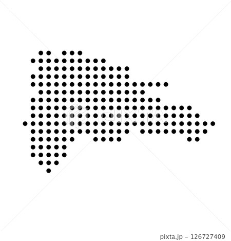 Dominican Republic country dotted map. Black spot pixel illustration isolated on white background. Vector circle mosaic. Dominican Republic country dotted map. Black spot pixel illustration isolated on white background. Vector circle mosaic. 126727409