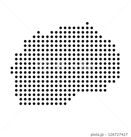 North Macedonia country dotted map. Black spot pixel illustration isolated on white background. Vector circle mosaic. North Macedonia country dotted map. Black spot pixel illustration isolated on white background. Vector circle mosaic. 126727427