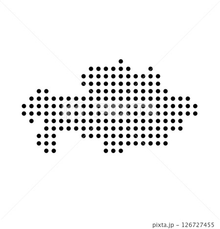 Kazakhstan country dotted map. Black spot pixel illustration isolated on white background. Vector circle mosaic. 126727455
