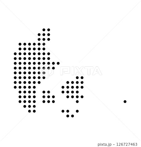 Denmark country dotted map. Black spot pixel illustration isolated on white background. Vector circle mosaic. 126727463