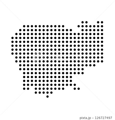 Cambodia country dotted map. Black spot pixel illustration isolated on white background. Vector circle mosaic. 126727497