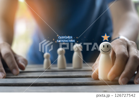 Users rate their service experience on an online application for customer satisfaction survey concept. Users rate their service experience on an online application for customer satisfaction survey concept. 126727542