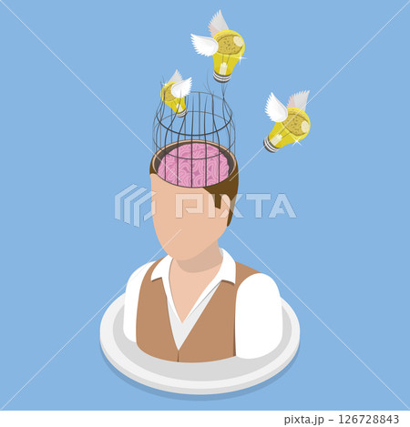 3D Isometric Flat Vector Illustration of Mindfulness Thinking, Unlock Creativity And Innovation 126728843