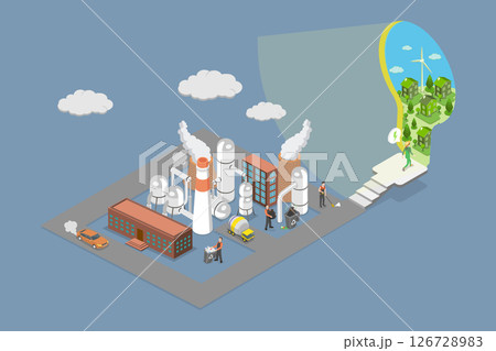 3D Isometric Flat Vector Illustration of Smart Renewable Energy, Eco-Friendly Power Source For Sustainability And Conservation 3D Isometric Flat Vector Illustration of Smart Renewable Energy, Eco-Friendly Power Source For Sustainability And Conservation 126728983