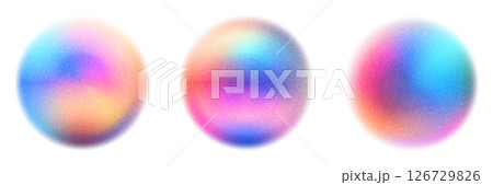 Blurred neon rainbow gradation balls with grainy texture 126729826