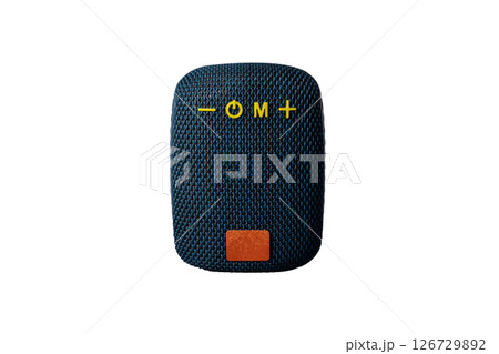 Portable Bluetooth Bicycle Speaker with Handlebar Mount on a white background 126729892