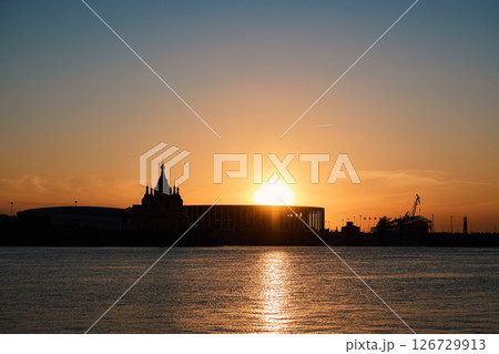 Sunset Silhouette of Alexander Nevsky Cathedral in Nizhny Novgorod Sunset Silhouette of Alexander Nevsky Cathedral in Nizhny Novgorod 126729913