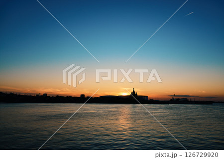 Sunset Silhouette of Alexander Nevsky Cathedral in Nizhny Novgorod Sunset Silhouette of Alexander Nevsky Cathedral in Nizhny Novgorod 126729920