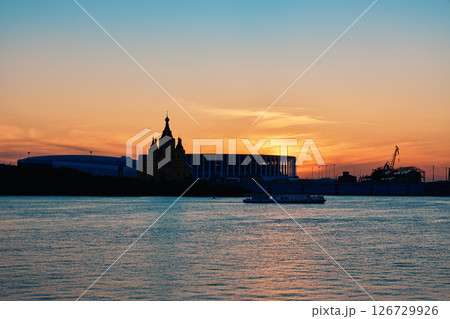 Sunset Silhouette of Alexander Nevsky Cathedral in Nizhny Novgorod Sunset Silhouette of Alexander Nevsky Cathedral in Nizhny Novgorod 126729926