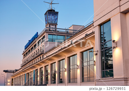 Nizhny Novgorod River Station at Evening Glow 126729931