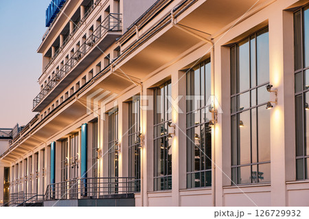 Nizhny Novgorod River Station at Evening Glow 126729932