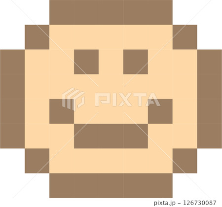 Pixel art emoji emoticon smile face, flat png transparent element design 126730087