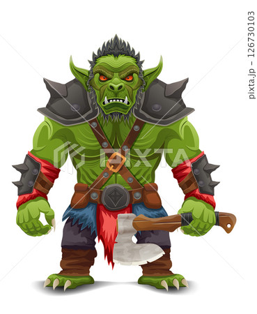 menacing and scary green goblin troll orc stands in a warlike pose vector illustration menacing and scary green goblin troll orc stands in a warlike pose vector illustration 126730103