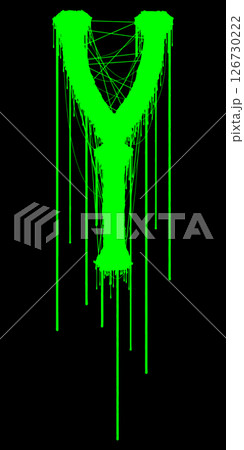 Death-metal font. Acid green letter on black background. Custom lettering. 126730222