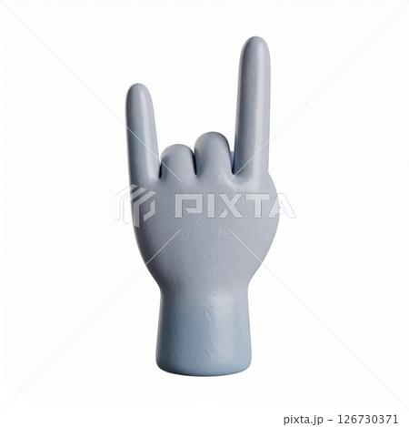 Light Blue 3D Rendered Hand Forming Rock and Roll Gesture 126730371