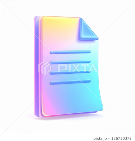 Pastel Gradient 3D Document Icon Illustration 126730372