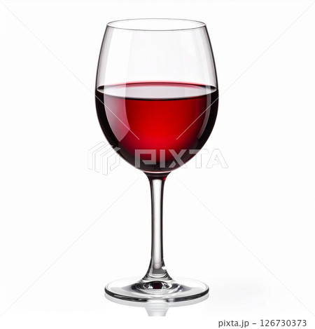 Red Wine in a Crystal Glass Against White Background 126730373