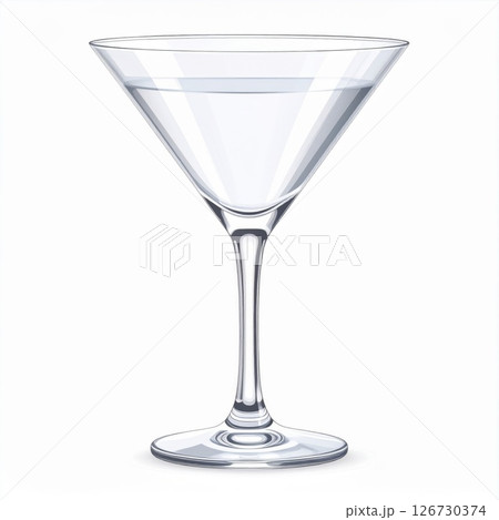 Clear Martini Glass on White Background 126730374