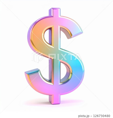 Pastel Rainbow Dollar Sign 3D Render 126730480