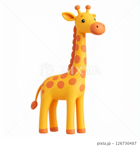 Cute Yellow Cartoon Giraffe Illustration 126730487