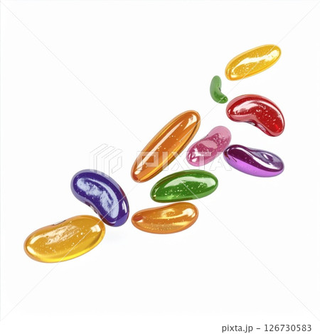 Colorful Jelly Beans on White Background 126730583