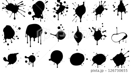 Set of vector brushes. Mega pack set of different brush strokes: black ink splatter, blots, round freehand drawings, grungy drawn lines, waves, circles, triangles, art design elements Set of vector brushes. Mega pack set of different brush strokes: black ink splatter, blots, round freehand drawings, grungy drawn lines, waves, circles, triangles, art design elements 126730655