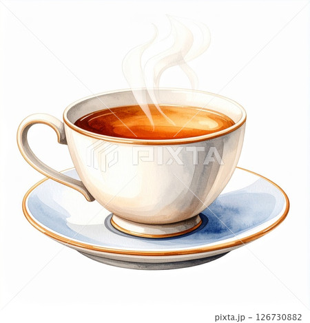 Warm Steaming Tea in White Porcelain Cup 126730882