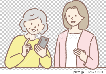 スマホ教室でスマホの操作を学ぶ女性シニア 126731401