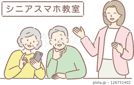 スマホ教室で学ぶ高齢者 126731402