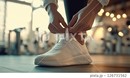 Getting fresh shoes for workout 126731562