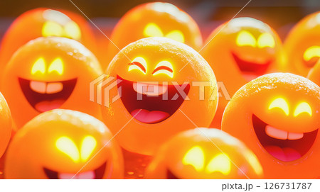 A group of laughing emojis. Cartoon smiley 126731787