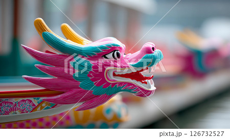 Dragon Boat Festival. Boat with people at a competition in China 126732527