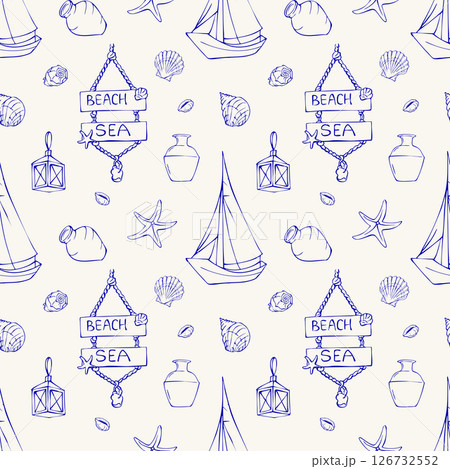 Sea Beach seamless vector pattern Sea Beach seamless vector pattern 126732552