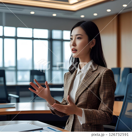 プレゼンをしている女性社員 126732591