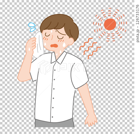 一名男子在夏天的酷暑中擦汗 一名男子在夏天的酷暑中擦汗 126733176