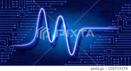 Schedule tracking of processor status, disk monitoring, CPU indicator or RAM on binary code background. Abstract banner with glowing graphs. 126733574