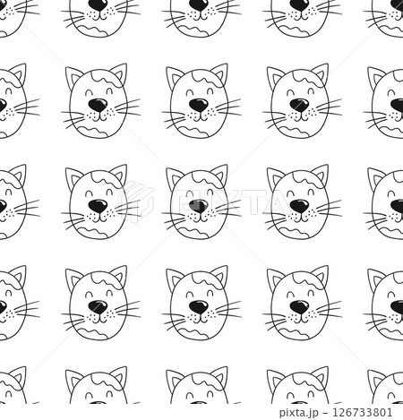 Monochrome cute pattern. Pattern for textiles in hand draw style 126733801