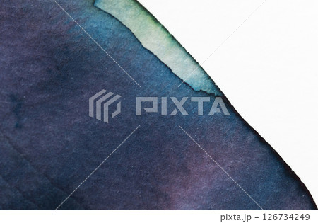 Watercolor artwork featuring deep blue and green hues with a textured edge 126734249