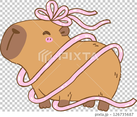 Birthday Capybara tangled in streamers cartoon doodle Birthday Capybara tangled in streamers cartoon doodle 126735687