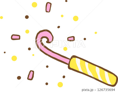 Party Horn and Confetti cartoon Illustration Party Horn and Confetti cartoon Illustration 126735694