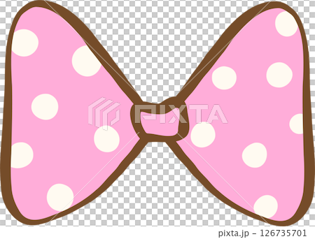 Cute Pink Polka Dot Bow Illustration 126735701