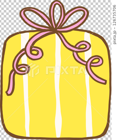 Illustration of a Yellow Gift Box with Ribbon 126735706