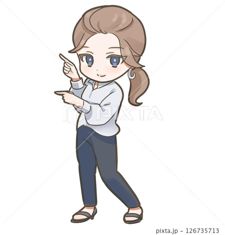 11-ポイント紹介で指をさす美容系インフルエンサーのSDイラスト 126735713