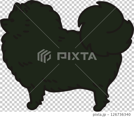 從側面看可愛的博美犬（黑色）的插圖 126736340