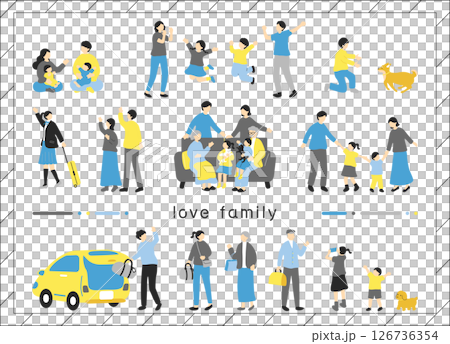 Family illustration material collection 126736354