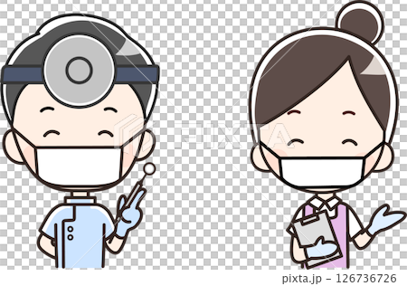 牙醫/牙醫/牙科保健師戴口罩的上半身插圖 126736726