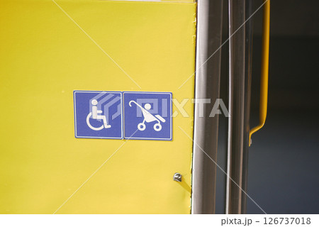 Accessibility features on public transport entry point Accessibility features on public transport entry point 126737018